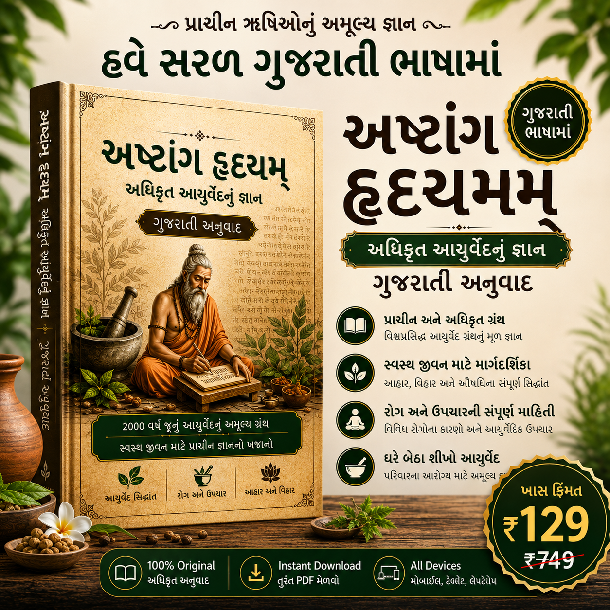 अष्टांग हृदयम् – અધિકૃત આયુર્વેદનું જ્ઞાન (Gujarati Translation)